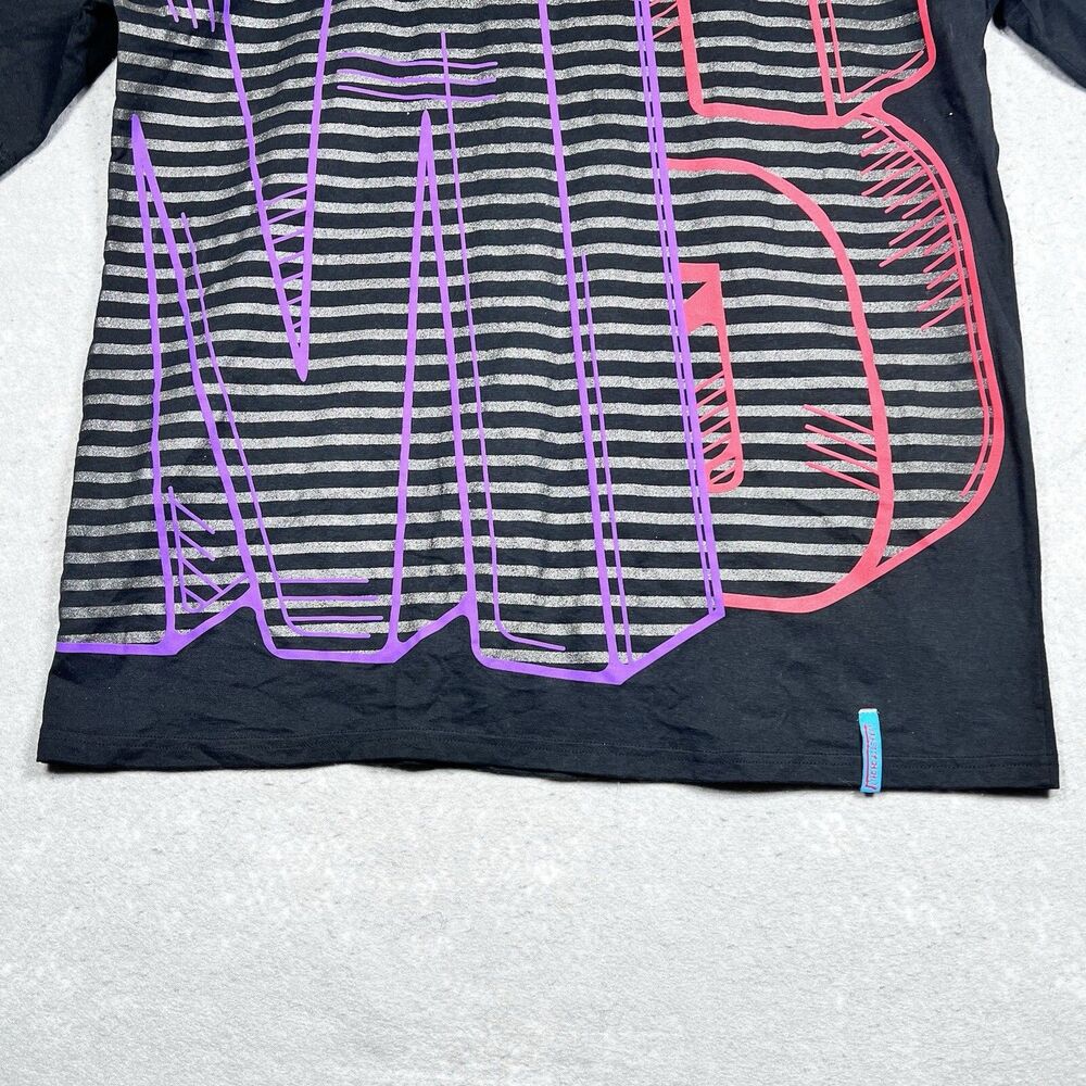 Vintage Miskeen T Shirt Mens 3XL Multicolor 3D Black Short Sleeve Hip Hop Y2K - Picture 5 of 12